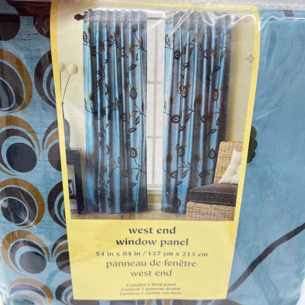 Pier 1‎ Imports West End Window Panel 54 x 84 Teal Brown Circles Floral